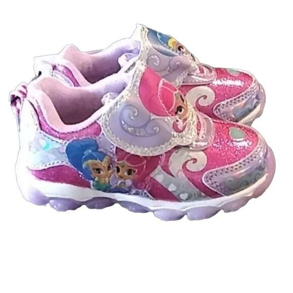 Shimmer & Shine Size 7 Shoes Girls Light-Up Cushioned Insole Pink Purple - Picture 4 of 10